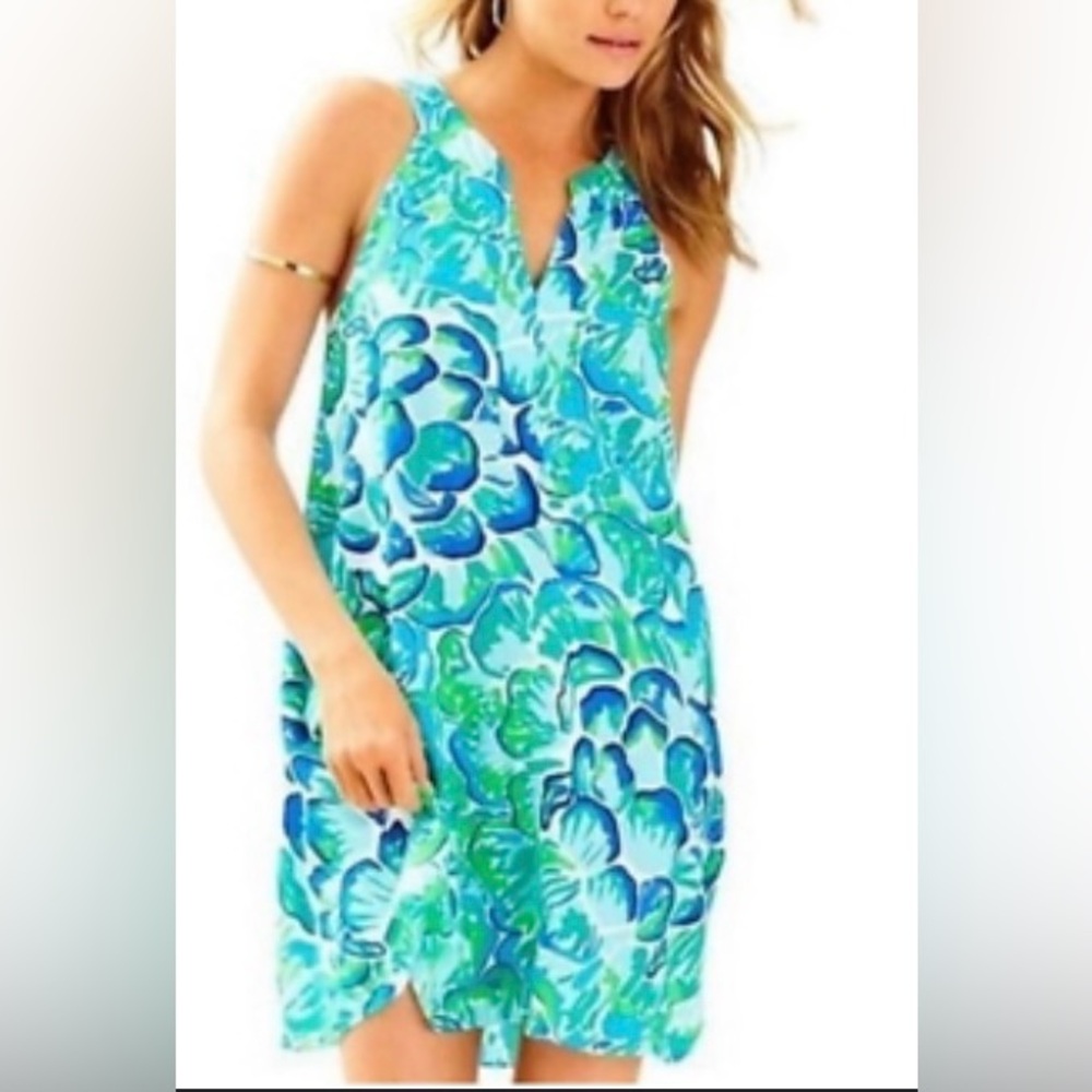 Lilly Pulitzer - Achelles Dress, Agate Green, Lazy River, Small. Material: RAYON